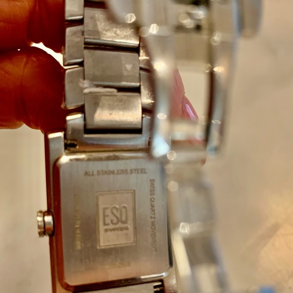 ESQ MOVADO Venture Stainless Steel Diamond Quartz Tank Ladies Watch - Picture 7 of 9